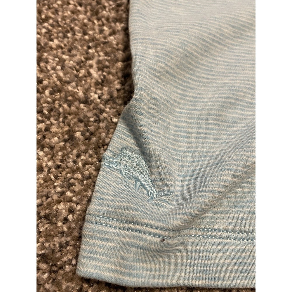 Tommy Bahama Polo Mens XL Blue Striped Short Sleeves Embroidered Marlin Logo - Picture 5 of 8